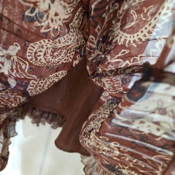 Garnet hill skirt womens size 10 brown pleated maxi cottagecore peasant hippie - Picture 7 of 8